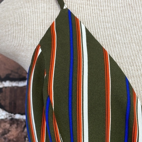 LUNIK Dress Wrap Olive Green Orange Blue Stripes Size Large - Picture 8 of 15